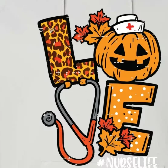 Leopard Pumpkin Nurse Halloween Costume Fall Scrub Top Women Performance Fleece Hoodie