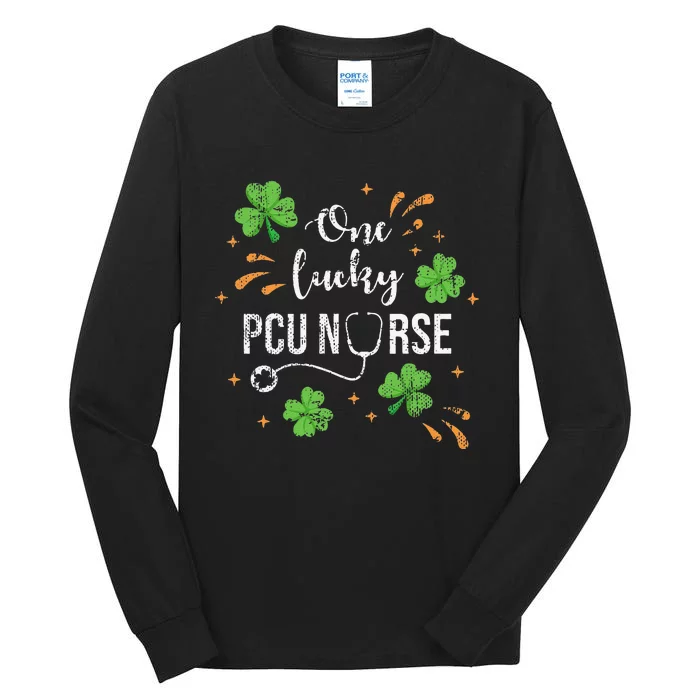 Lucky PCU Nurse Shamrock Saint Patrick's Day Gifts Tall Long Sleeve T-Shirt