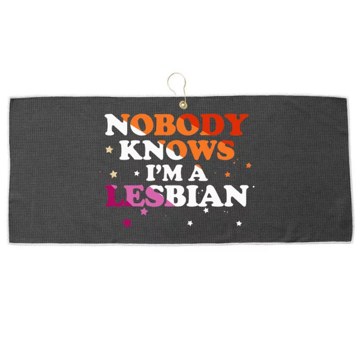 Lgbt Pride Nobody Knows IM A Lesbian Large Microfiber Waffle Golf Towel