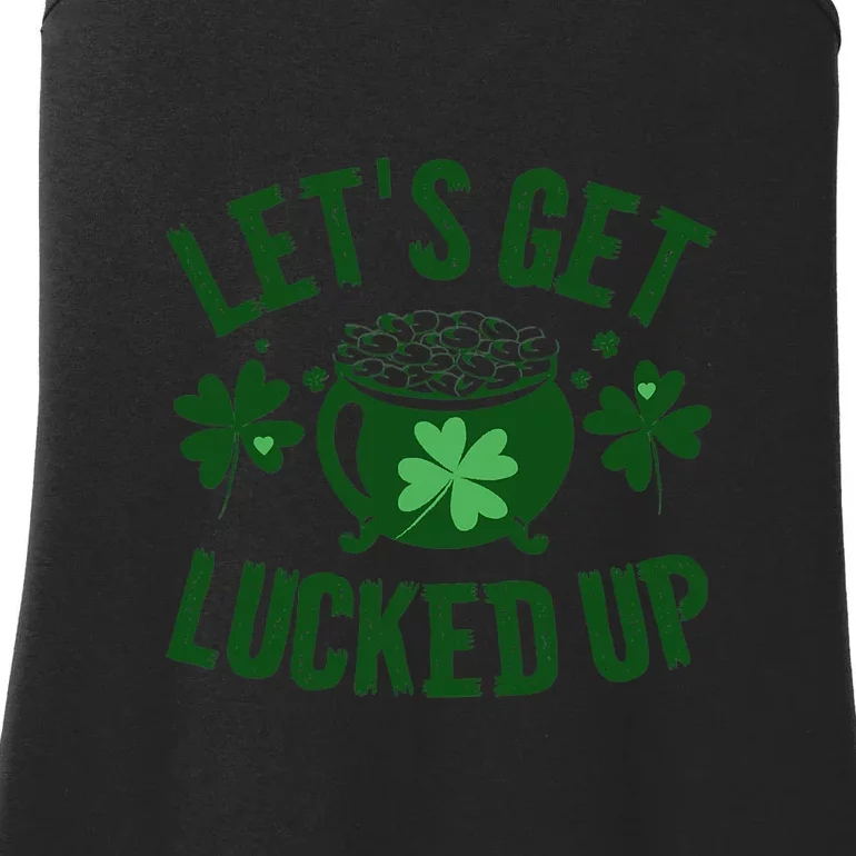 Lucky Pot Of Gold Let's Get Lucked Up St Patricks Day Ladies Essential Tank