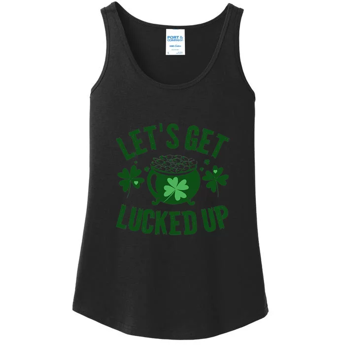 Lucky Pot Of Gold Let's Get Lucked Up St Patricks Day Ladies Essential Tank