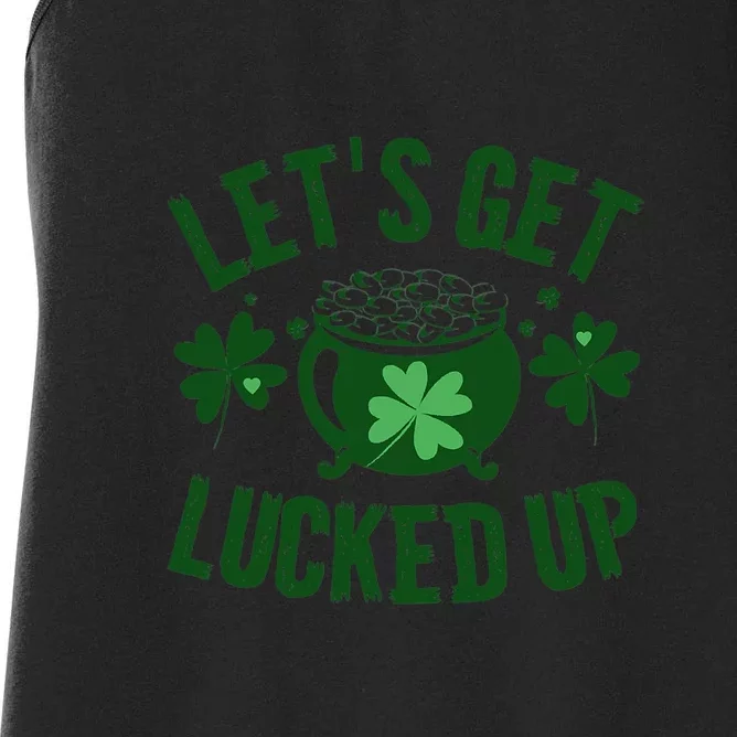 Lucky Pot Of Gold Let's Get Lucked Up St Patricks Day Women's Racerback Tank