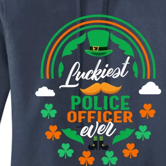 Luckiest Police Officer Ever Shamrock Top Hat St Patricks Da Gift Women's Pullover Hoodie