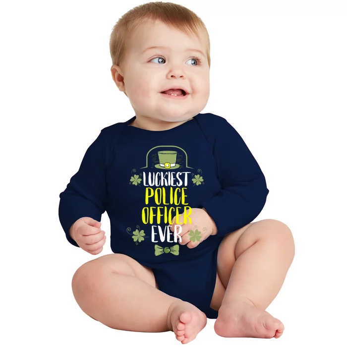 Luckiest Police Officer Ever St Patricks Day Police Officers Cool Gift Baby Long Sleeve Bodysuit