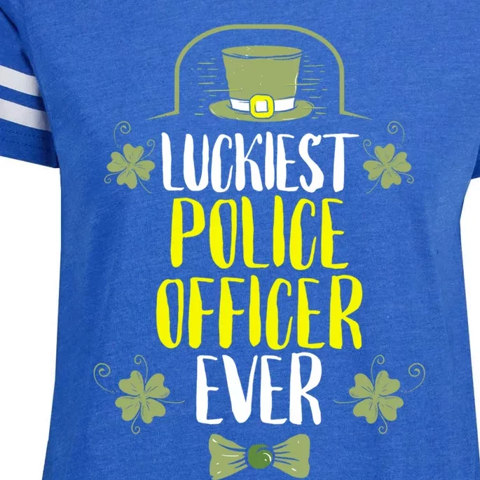 Luckiest Police Officer Ever St Patricks Day Police Officers Cool Gift Enza Ladies Jersey Football T-Shirt