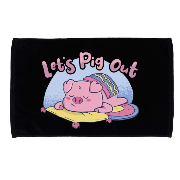 Let's Pig Out Bbq Pig Roast Barbecue Gift Microfiber Hand Towel