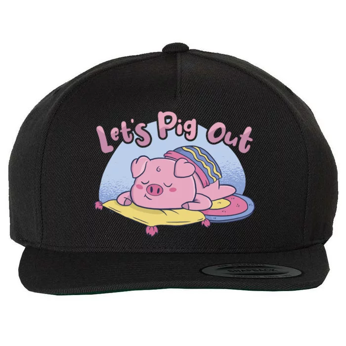 Let's Pig Out Bbq Pig Roast Barbecue Gift Wool Snapback Cap