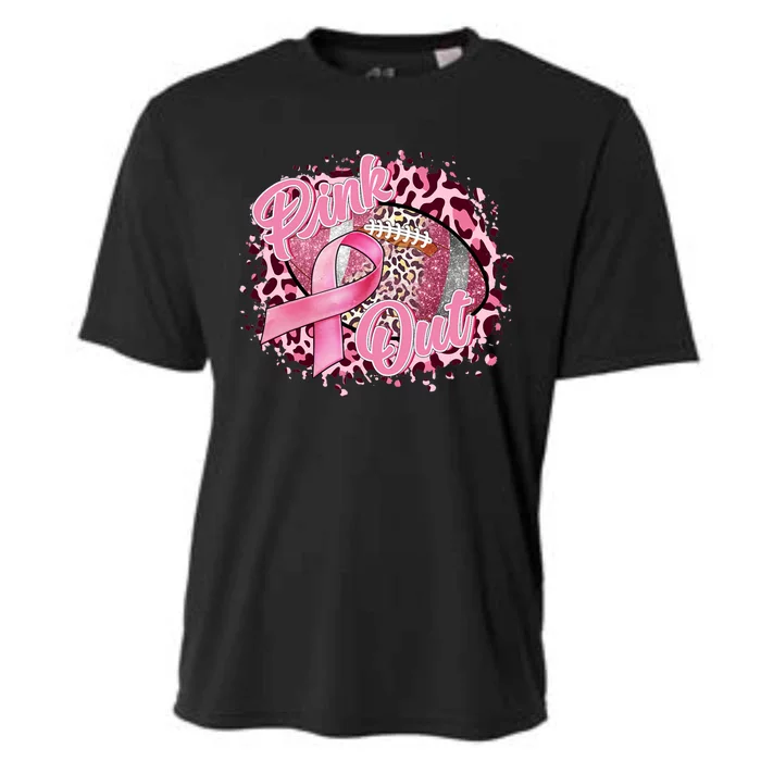 Leopard Pink Out Football Tackle Breast Cancer Warrior Girls Cool Gift Cooling Performance Crew T-Shirt