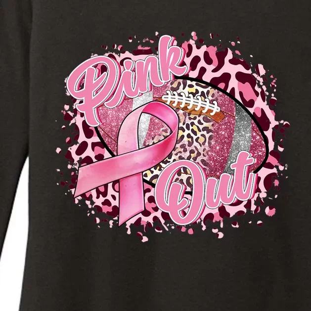 Leopard Pink Out Football Tackle Breast Cancer Warrior Girls Cool Gift Womens CVC Long Sleeve Shirt