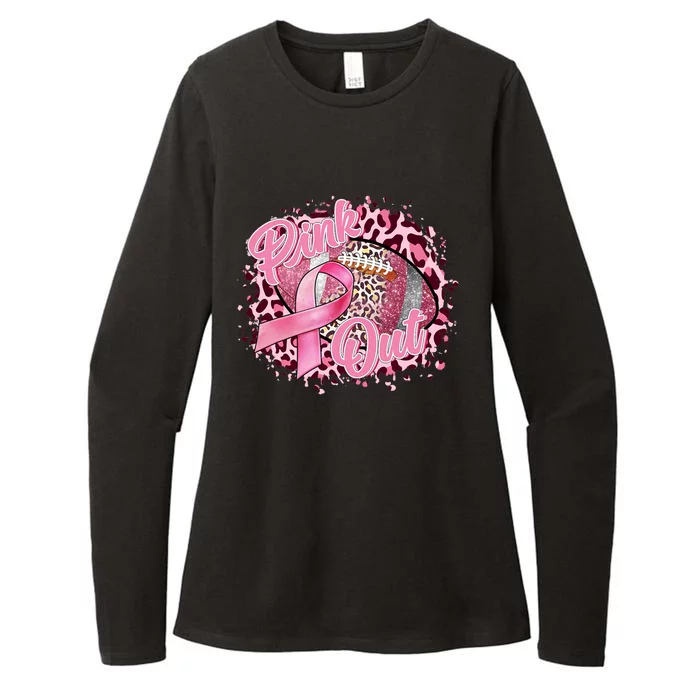 Leopard Pink Out Football Tackle Breast Cancer Warrior Girls Cool Gift Womens CVC Long Sleeve Shirt