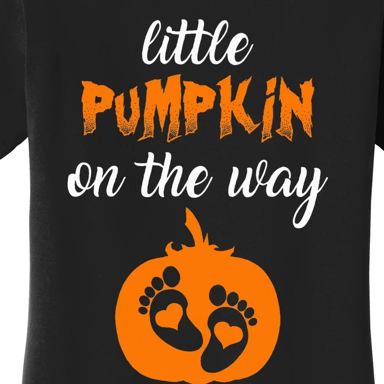 Little Pumpkin On The Way Cute Pumpkin Graphic Pregnancy Women's T-Shirt