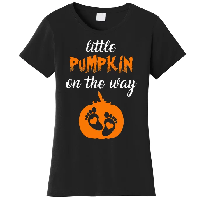 Little Pumpkin On The Way Cute Pumpkin Graphic Pregnancy Women's T-Shirt