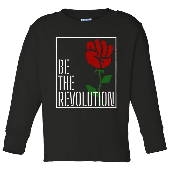 Leftist Protest Political Revolution Socialist Rose Toddler Long Sleeve Shirt