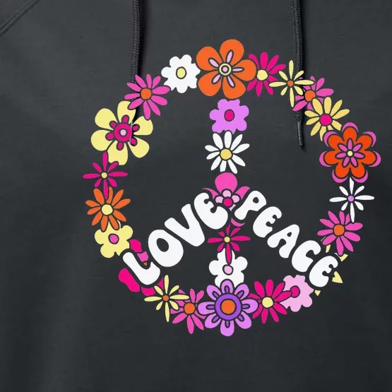 Love Peace Peace Sign Tee 60s Retro Peace Performance Fleece Hoodie