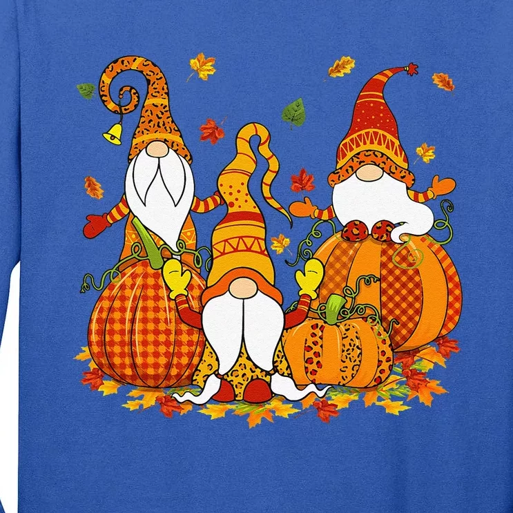 Leopard Pumpkin Print Plaid Gnomes Fall Autumn Thanksgiving Tall Long Sleeve T-Shirt