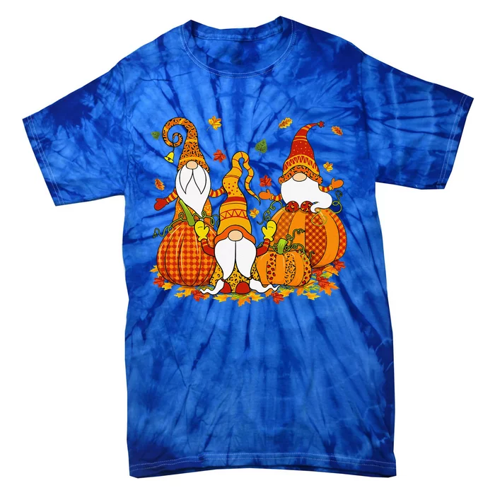 Leopard Pumpkin Print Plaid Gnomes Fall Autumn Thanksgiving Tie-Dye T-Shirt