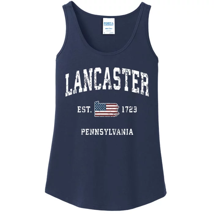 Lancaster Pennsylvania Pa Vintage American Flag Sports Desig Ladies Essential Tank