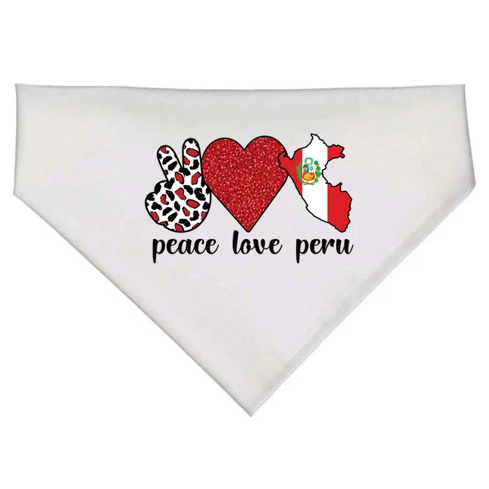 Love Peru Proud Peruvian Flag Peruvian Roots Meaningful Gift USA-Made Doggie Bandana