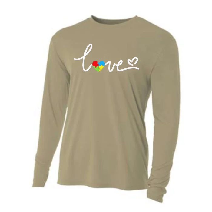 LOVE Puzzle Pieces Heart Autism Awareness Gifts Cooling Performance Long Sleeve Crew