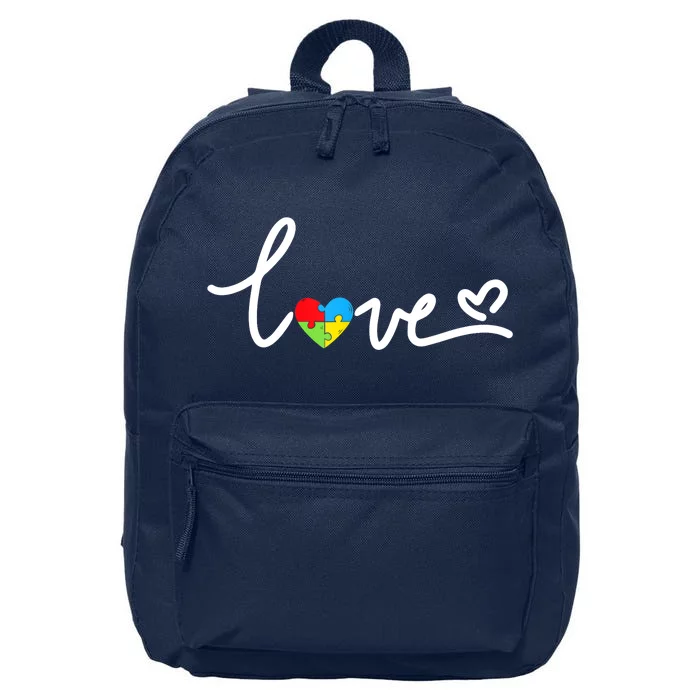 LOVE Puzzle Pieces Heart Autism Awareness Gifts 16 in Basic Backpack