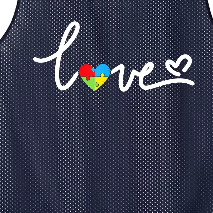 LOVE Puzzle Pieces Heart Autism Awareness Gifts Mesh Reversible Basketball Jersey Tank