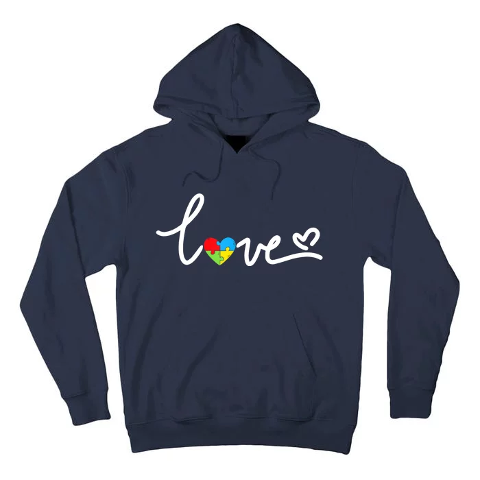 LOVE Puzzle Pieces Heart Autism Awareness Gifts Tall Hoodie