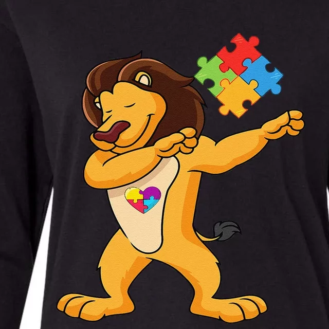 Lion Puzzle Piece Autism Awarenesss Womens Cotton Relaxed Long Sleeve T-Shirt