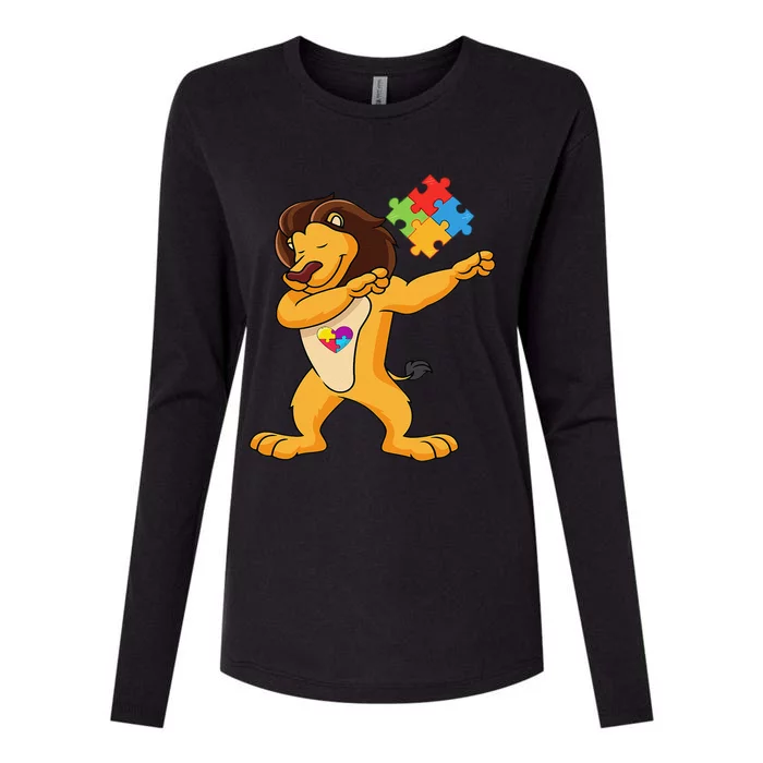 Lion Puzzle Piece Autism Awarenesss Womens Cotton Relaxed Long Sleeve T-Shirt