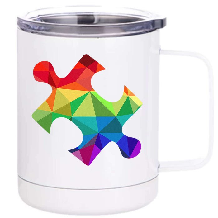 Low Poly Puzzles Autism Awareness Women Front & Back 12oz Stainless Steel Tumbler Cup