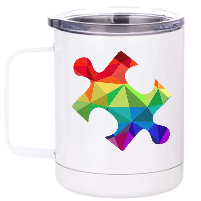 Low Poly Puzzles Autism Awareness Women Front & Back 12oz Stainless Steel Tumbler Cup