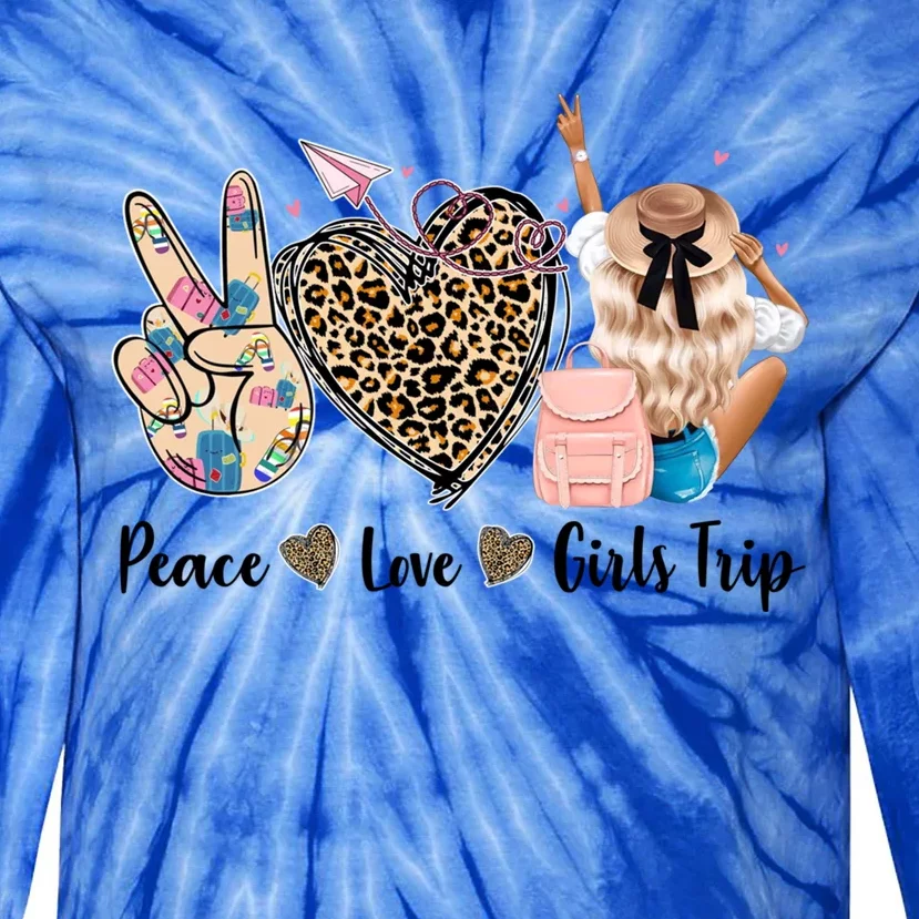 Leopard Print Peace Love Trip Vacation Mode Weekend Gift Tie-Dye Long Sleeve Shirt