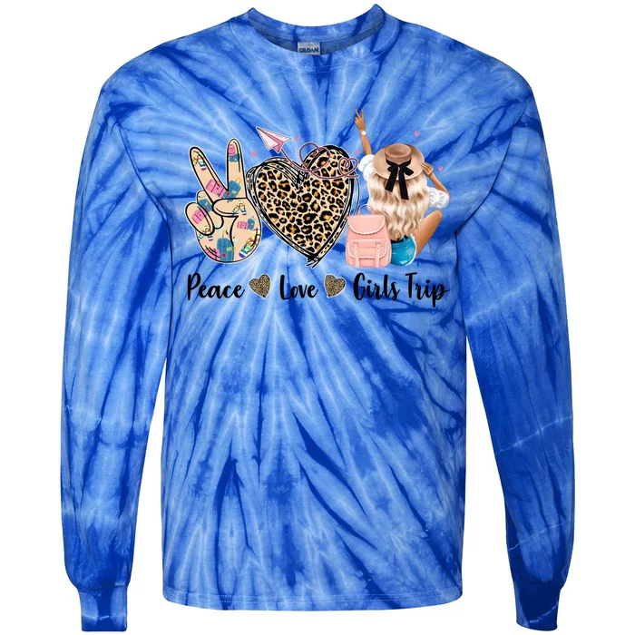 Leopard Print Peace Love Trip Vacation Mode Weekend Gift Tie-Dye Long Sleeve Shirt