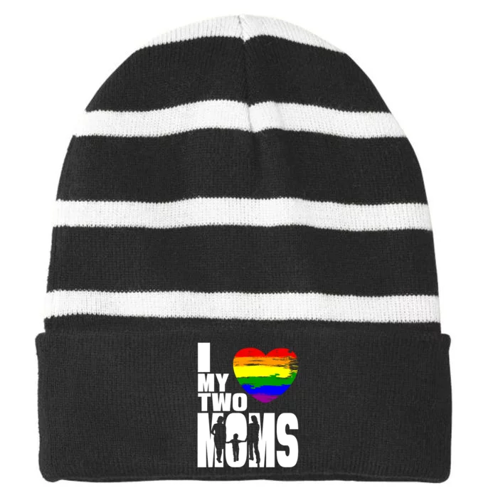 Lgbt Pride Proud Gay Mom Gift Striped Beanie with Solid Band