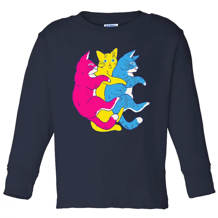 LGBTQ Pansexual Pride Flag Cats Pile Pansexual Toddler Long Sleeve Shirt