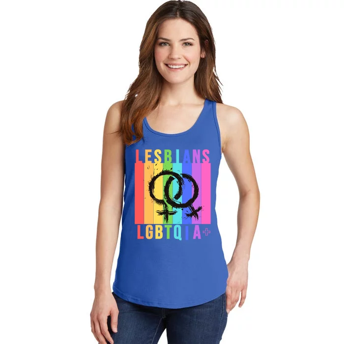 Lesbian Pride Peace Lesbians Rainbow Wives Moms Love Cute Gift Ladies Essential Tank