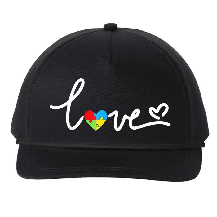 LOVE Puzzle Pieces Heart Autism Awareness Gifts Snapback Five-Panel Rope Hat