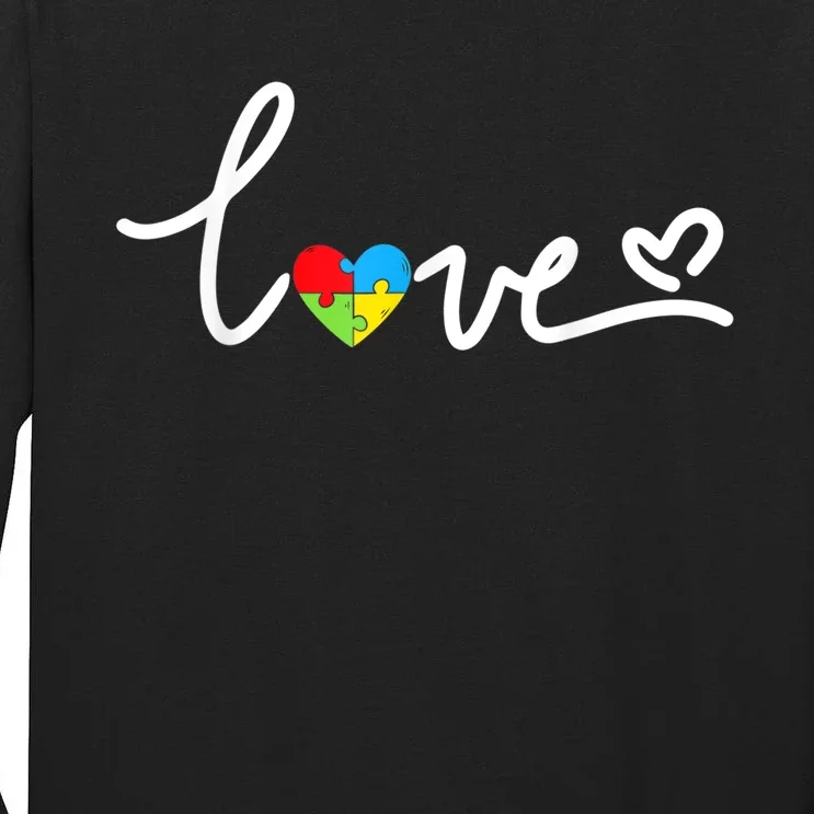 LOVE Puzzle Pieces Heart Autism Awareness Gifts Tall Long Sleeve T-Shirt