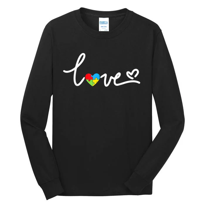 LOVE Puzzle Pieces Heart Autism Awareness Gifts Tall Long Sleeve T-Shirt