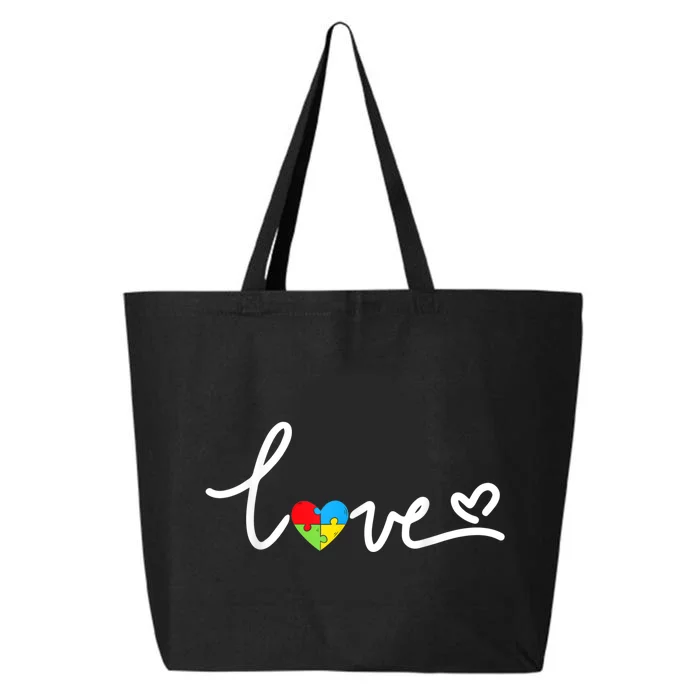 LOVE Puzzle Pieces Heart Autism Awareness Gifts 25L Jumbo Tote