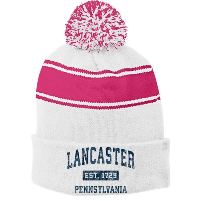 Lancaster Pennsylvania Pa Vintage Sports Stripe Pom Pom Beanie