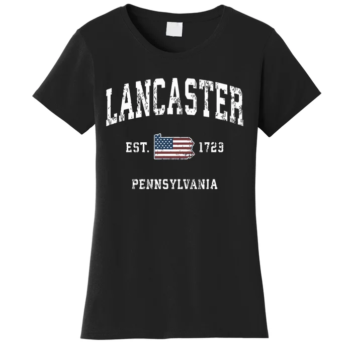 Lancaster Pennsylvania Pa Vintage American Flag Sports Desig Women's T-Shirt