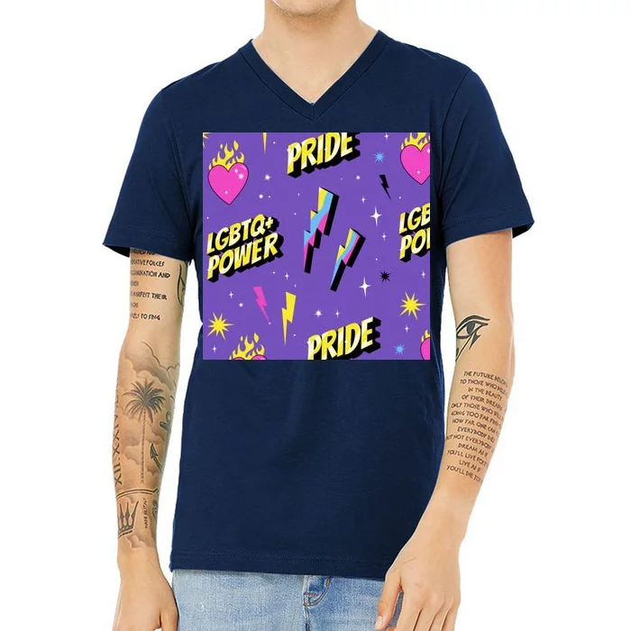 LGBTQ Power Pride Month V-Neck T-Shirt