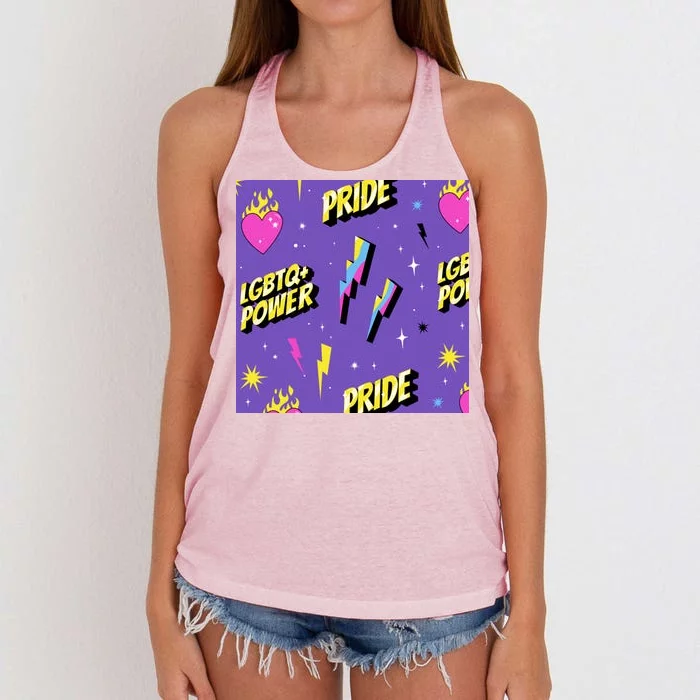 LGBTQ Power Pride Month Women's Knotted Racerback Tank