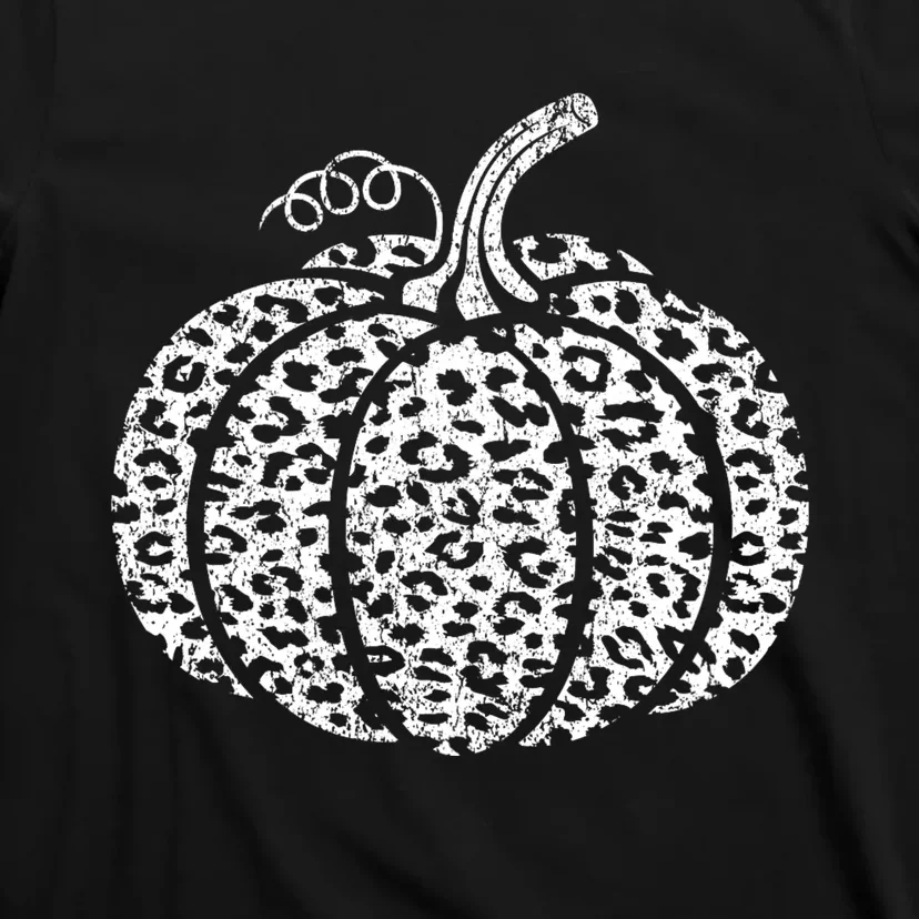 Leopard Print Pumpkin Fall Graphic Trendy Autumn Women T-Shirt