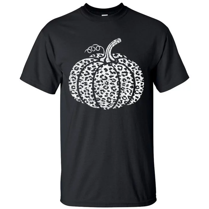 Leopard Print Pumpkin Fall Graphic Trendy Autumn Women Tall T-Shirt