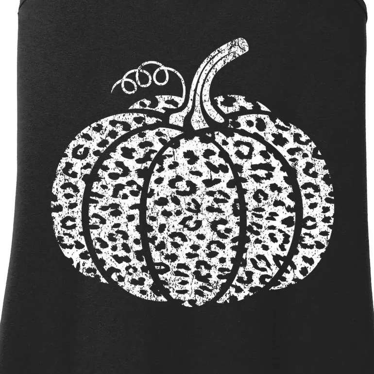 Leopard Print Pumpkin Fall Graphic Trendy Autumn Women Ladies Essential Tank