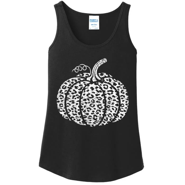 Leopard Print Pumpkin Fall Graphic Trendy Autumn Women Ladies Essential Tank