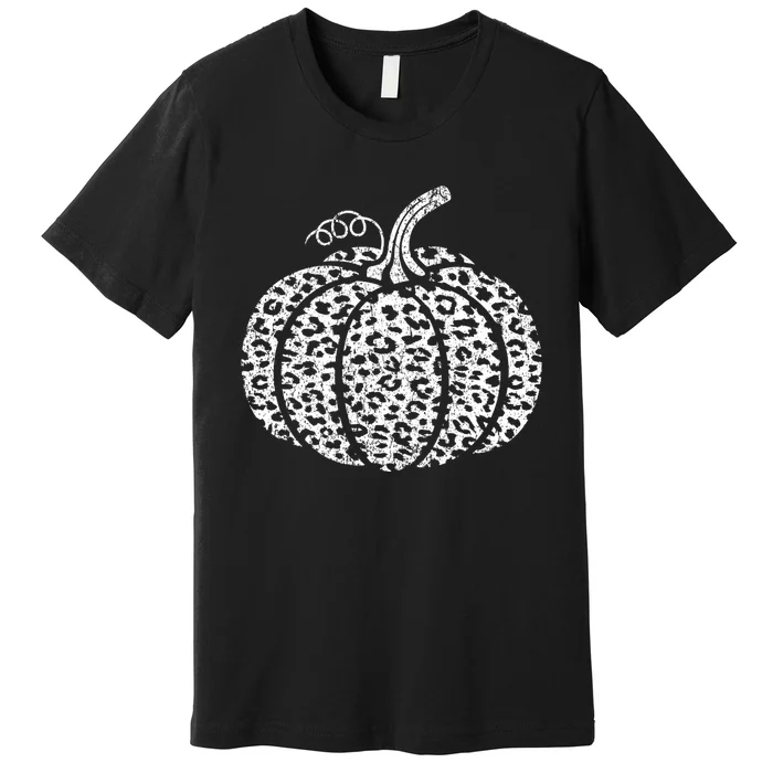 Leopard Print Pumpkin Fall Graphic Trendy Autumn Women Premium T-Shirt