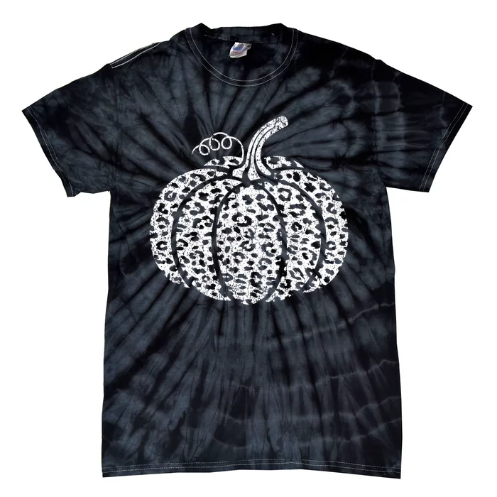 Leopard Print Pumpkin Fall Graphic Trendy Autumn Women Tie-Dye T-Shirt