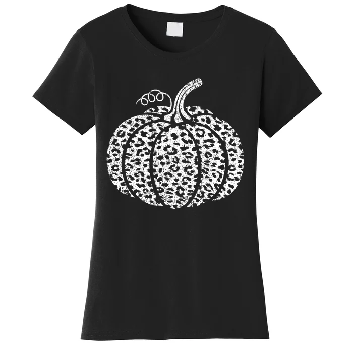 Leopard Print Pumpkin Fall Graphic Trendy Autumn Women Women's T-Shirt